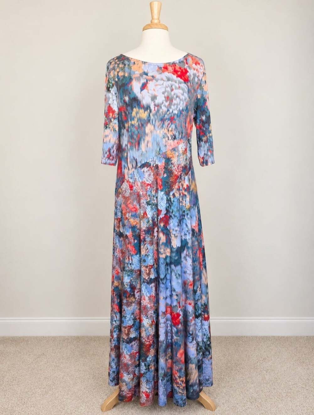 Soft Surroundings Nanette Maxi Dress Womens L Abstract Floral Stretch Boho - Picture 4 of 14